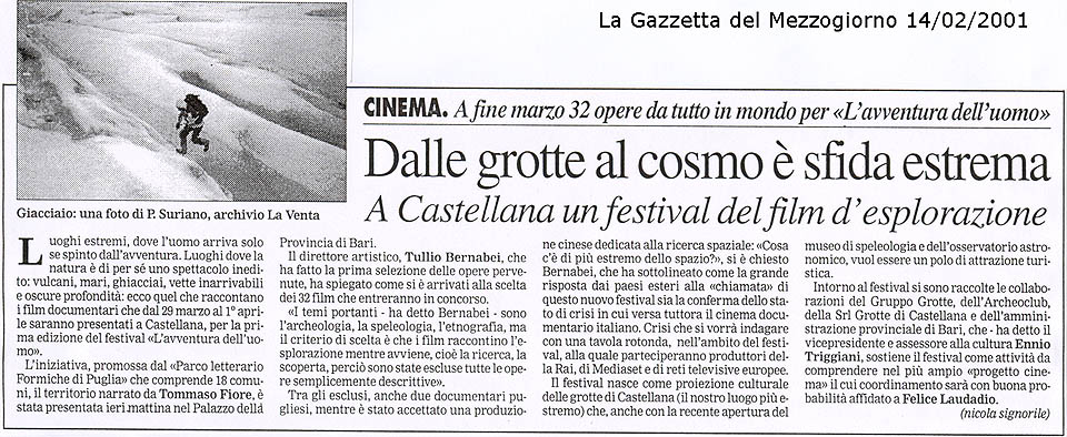 La Gazzetta del Mezzogiorno 14/02/2001