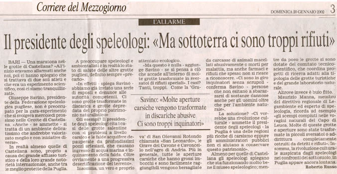 Il Corriere del Mezzogiorno 20/01/2002