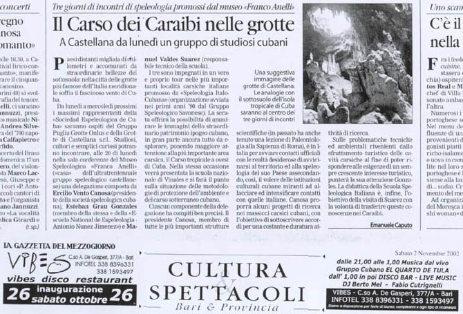 Gazzetta del Mezzogiorno 02/11/2002